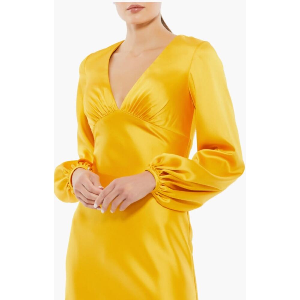 Mac‎ Duggal Charmeuse Empire Waist Blouson Sleeve Gown Beauty and Beast Belle 4 - Picture 2 of 8